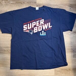 Port & Company New England Patriots Super Bowl LII T-Shirt Navy Blue Mens 2XL